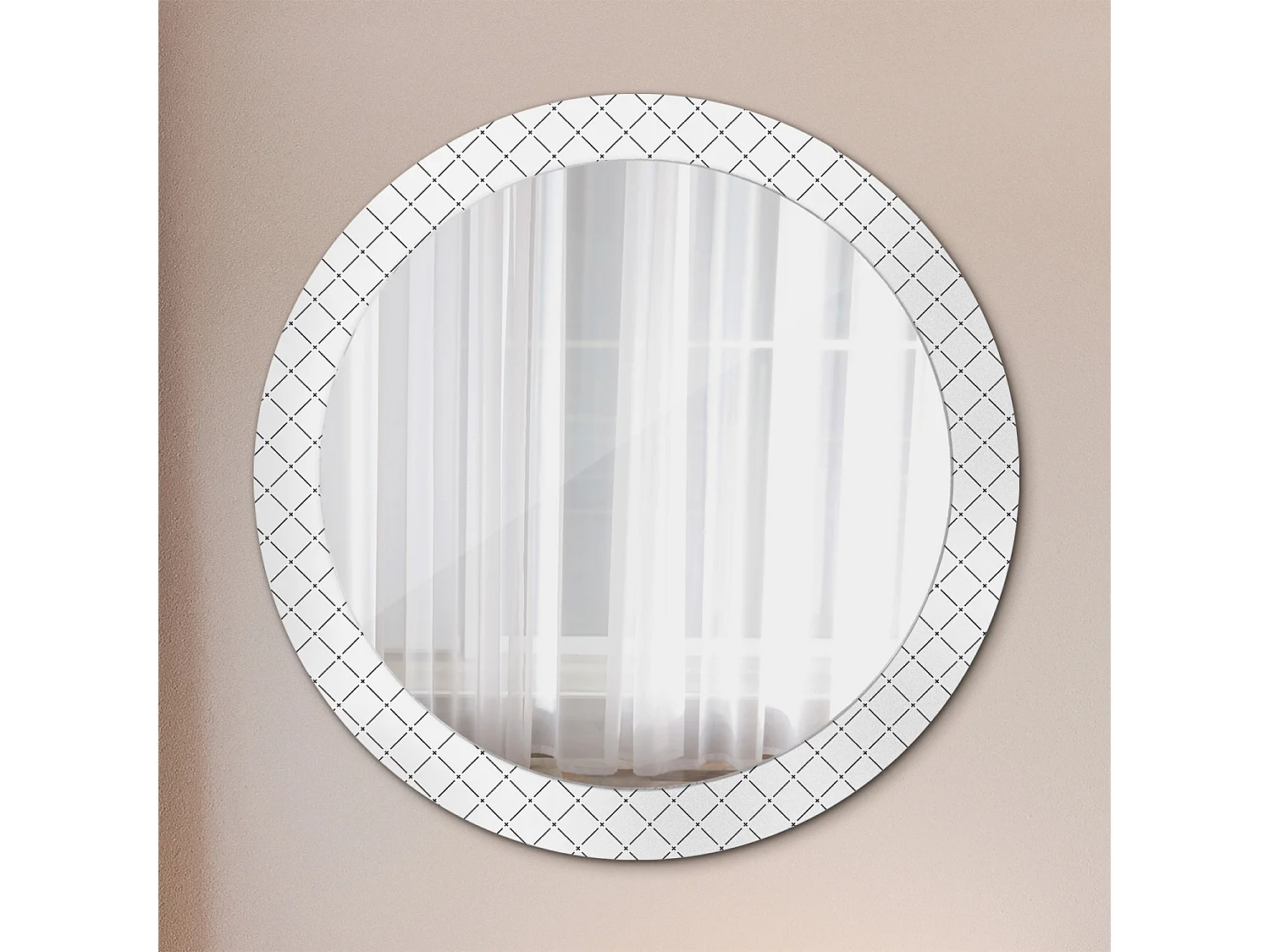 Miroir rond décoratif - Lignes transversales - 80 cm