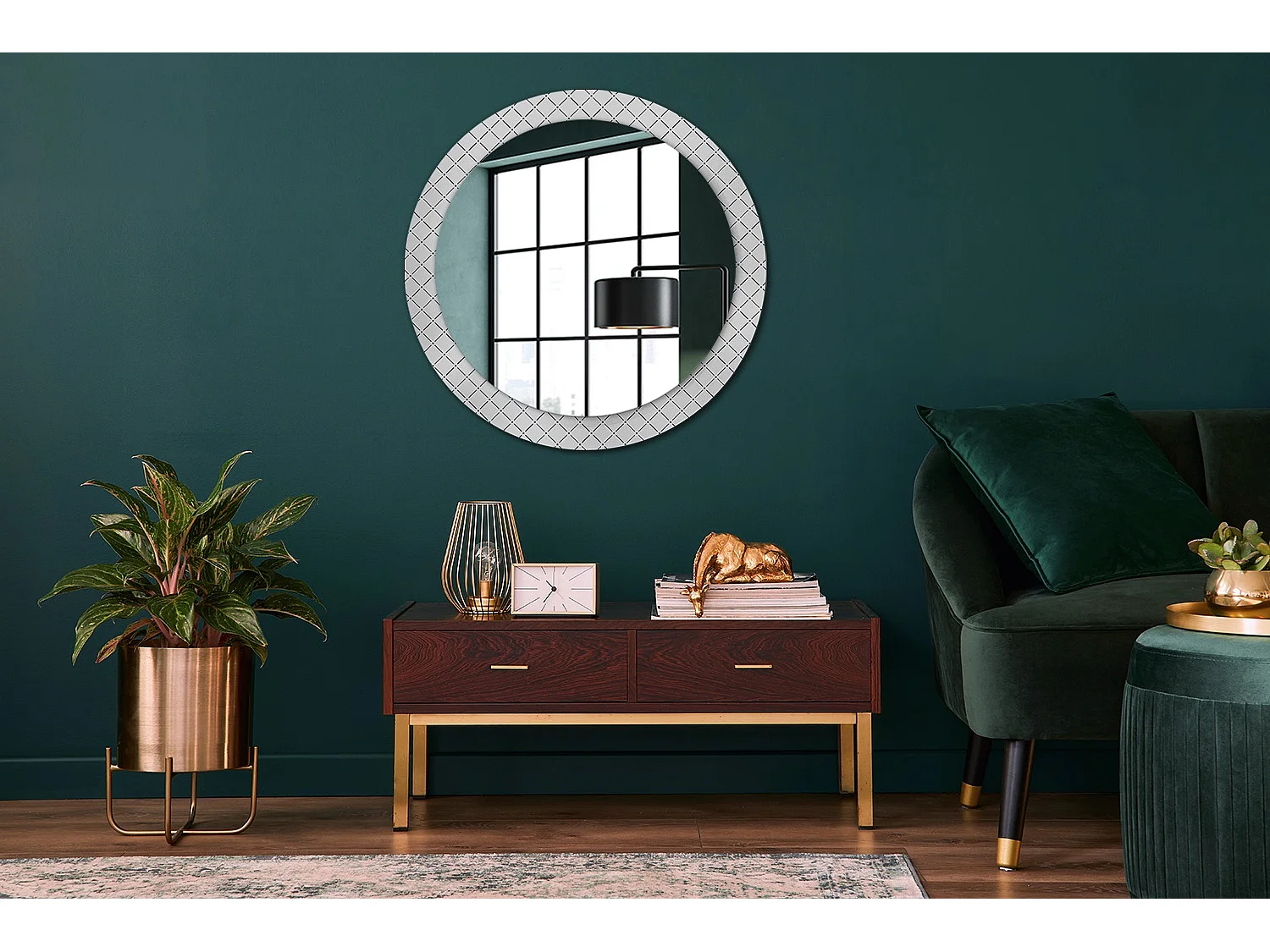 Specchio rotondo decorativo - Linee trasversali - 80 cm