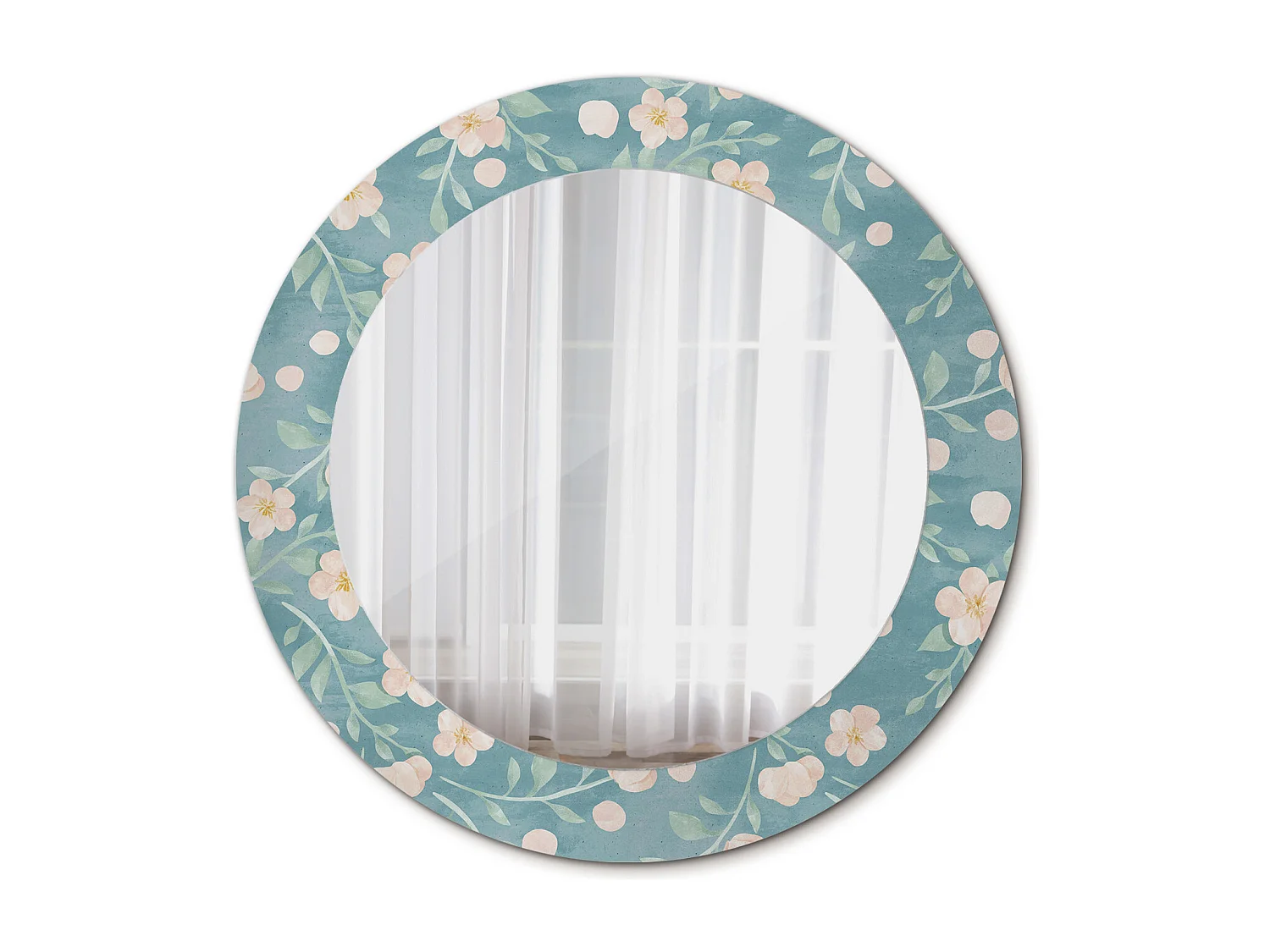 Ronde decoratieve spiegel - bloemenprint - 60 cm