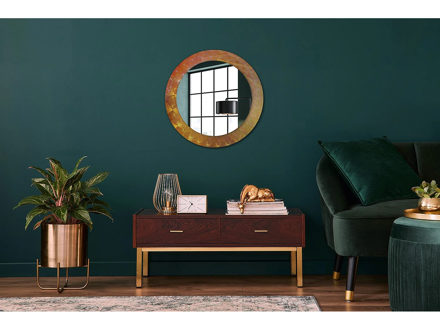 Miroir rond décoratif - Abstraction spirale - 70 cm