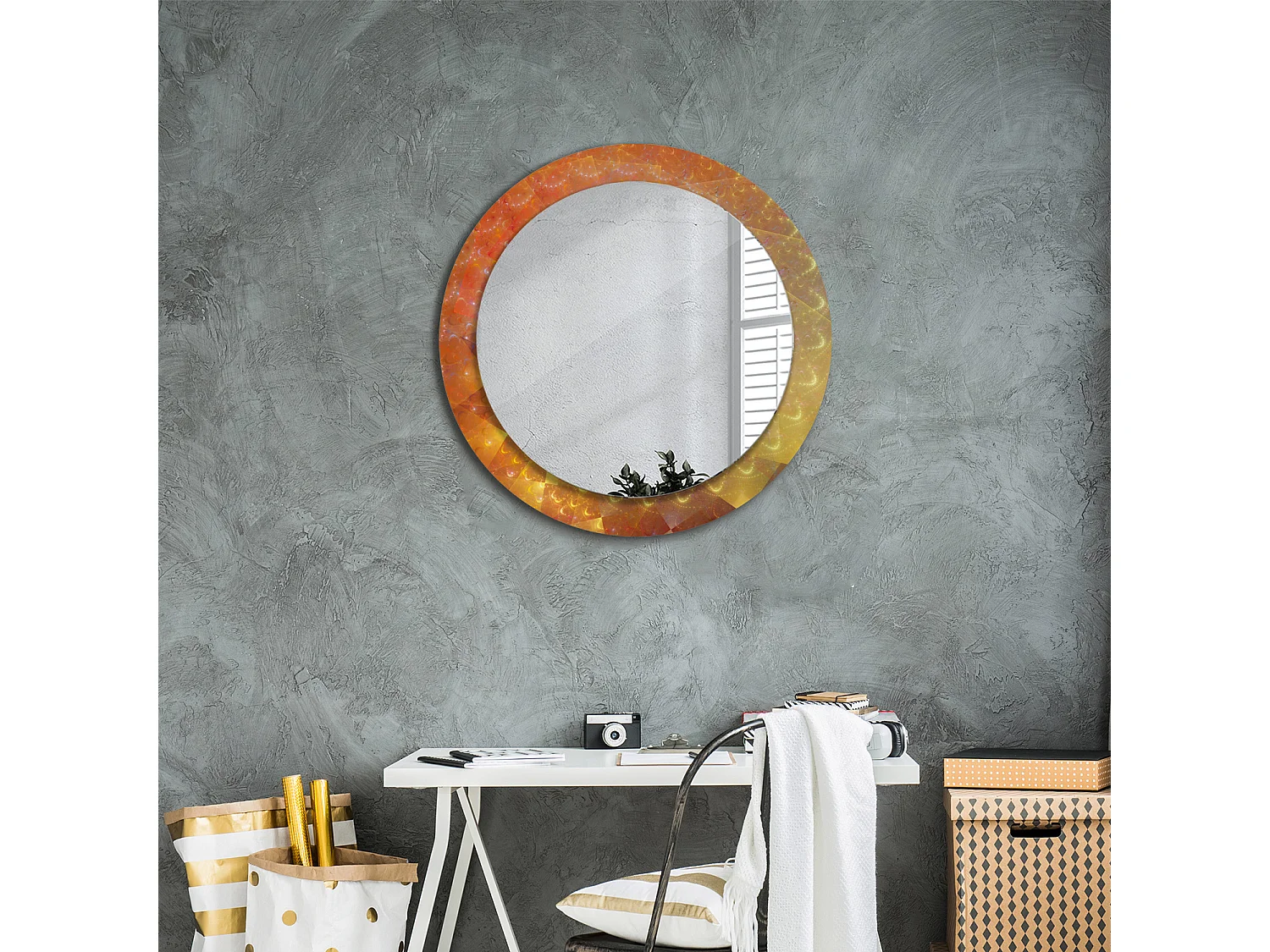 Miroir rond décoratif - Abstraction spirale - 70 cm