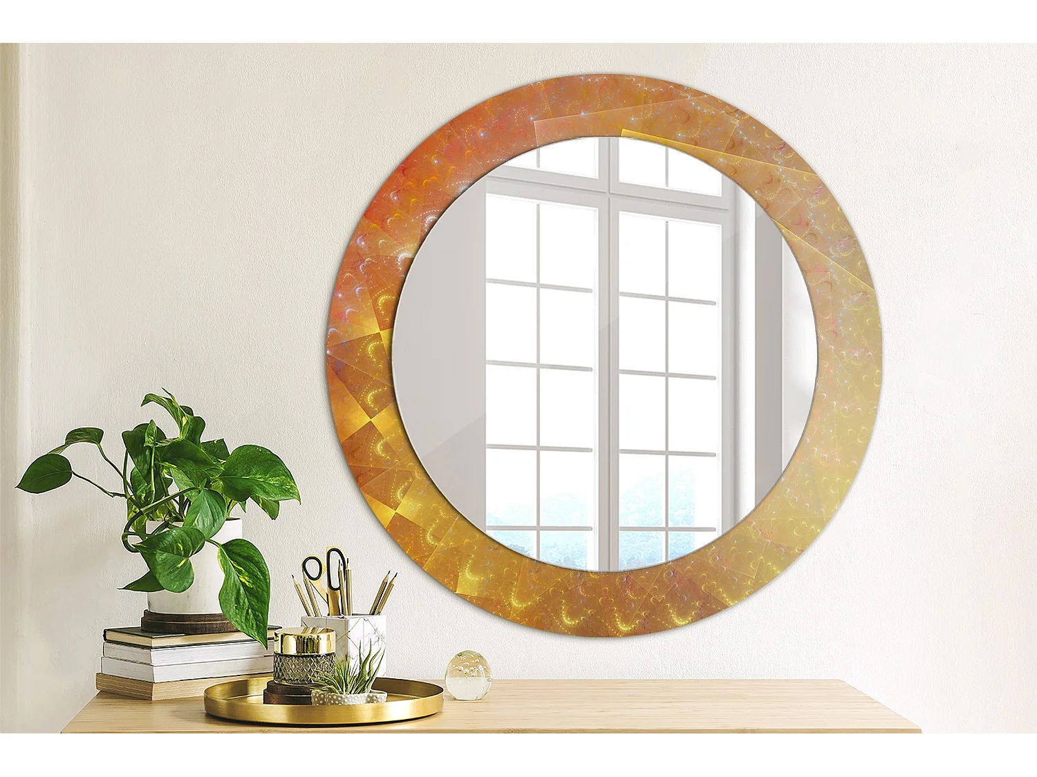 Miroir rond décoratif - Abstraction spirale - 70 cm