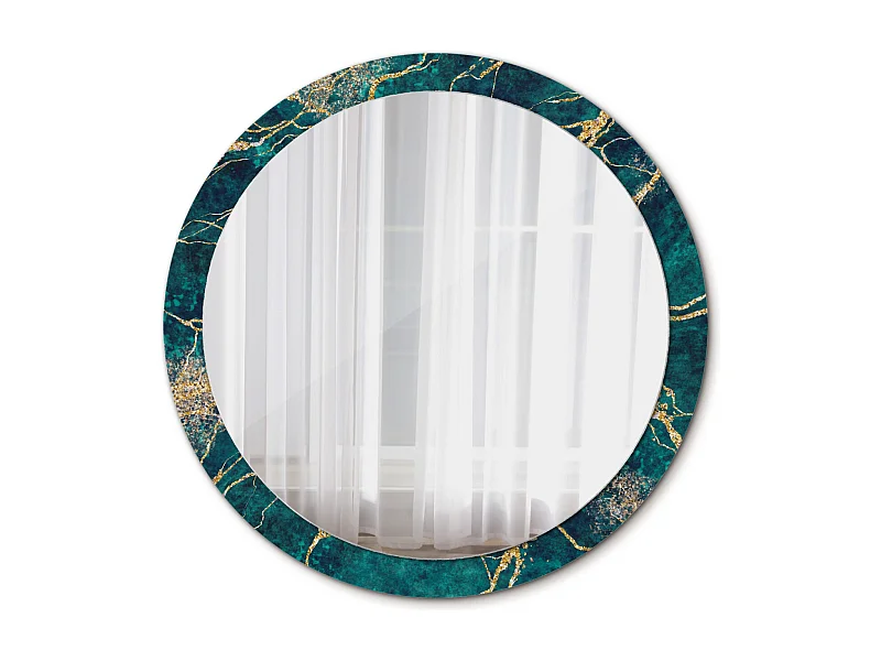 Runder dekorativer Spiegel - Grüner Marmor - 100 cm