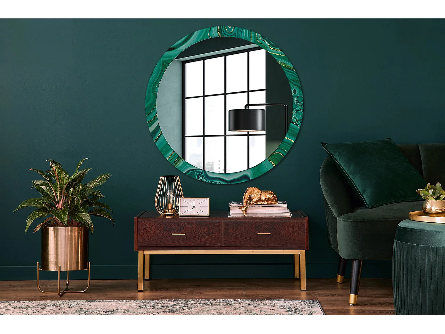 Ronde decoratieve spiegel - agaatmarmer - 100 cm