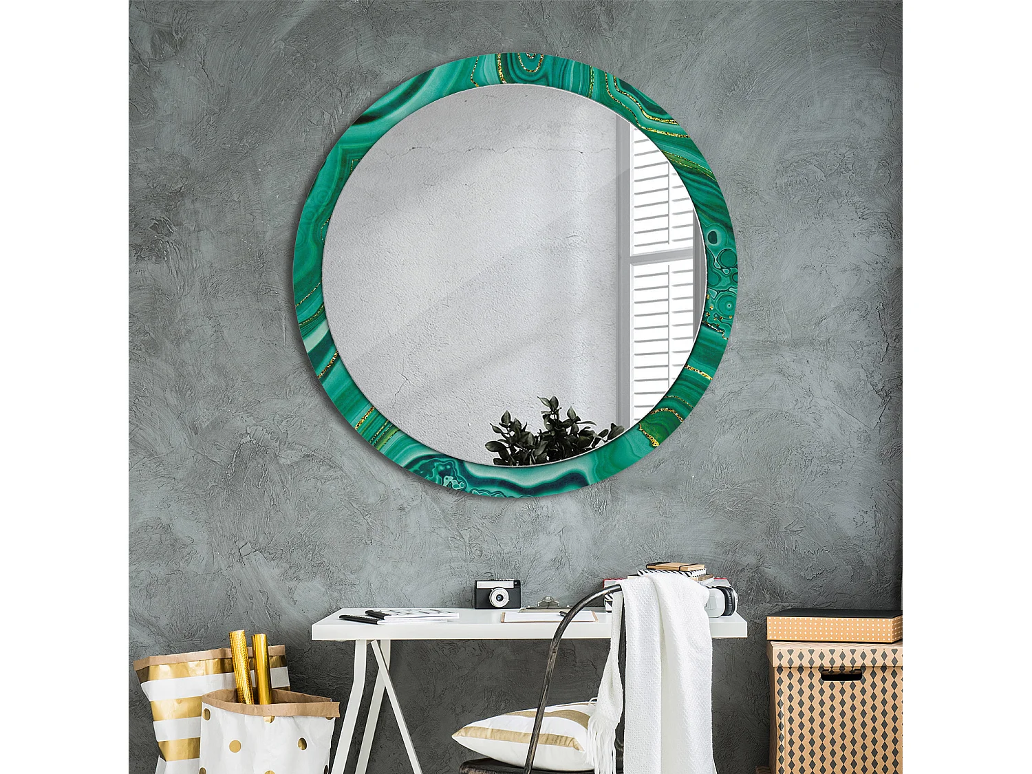 Ronde decoratieve spiegel - agaatmarmer - 100 cm