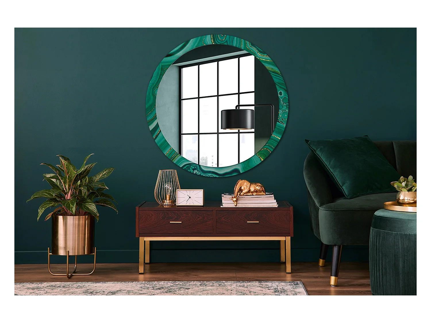 Runder dekorativer Spiegel – Achatmarmor – 100 cm