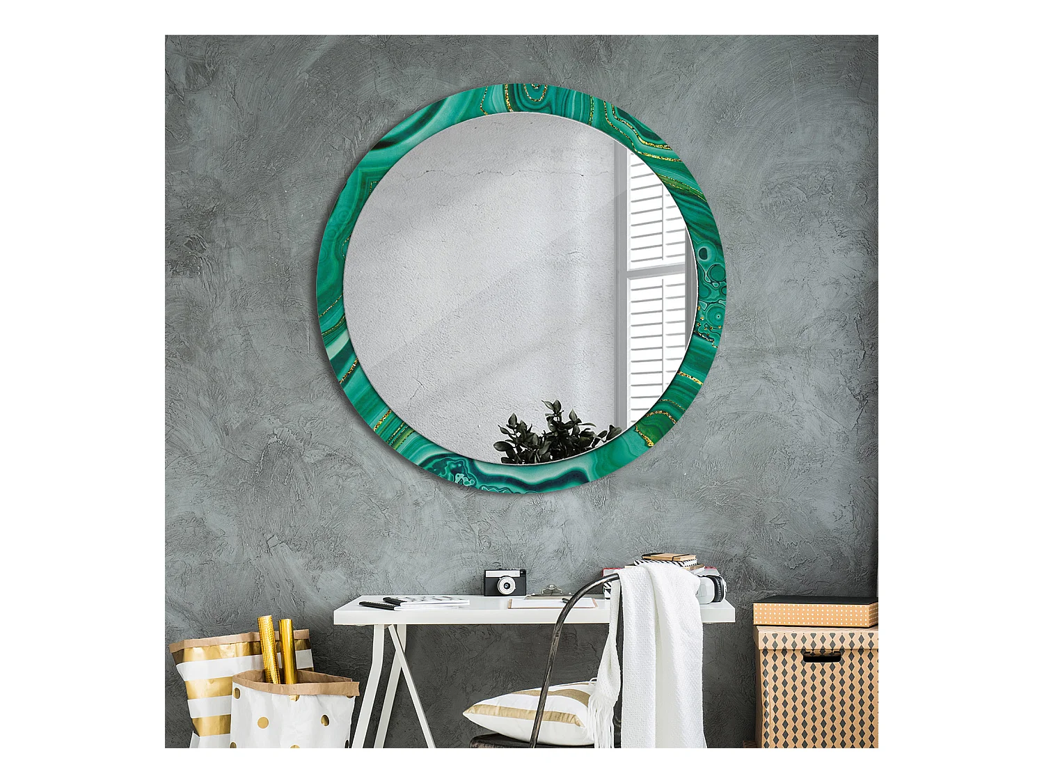 Runder dekorativer Spiegel – Achatmarmor – 100 cm