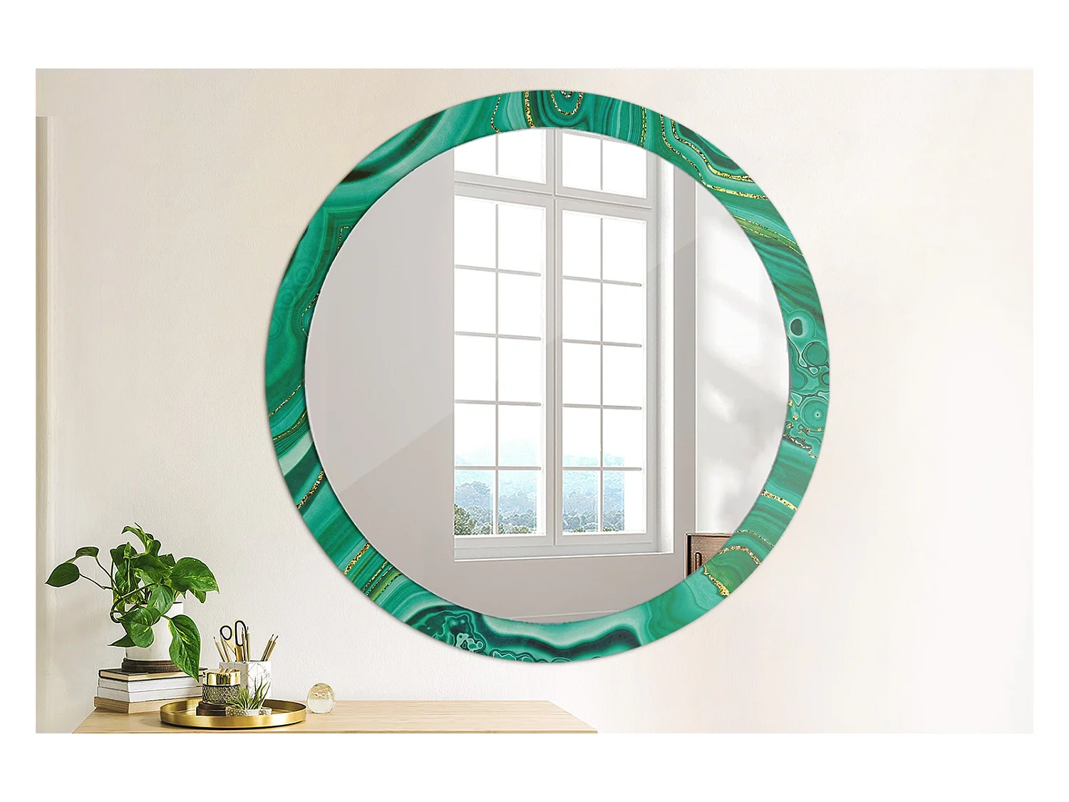 Runder dekorativer Spiegel – Achatmarmor – 100 cm