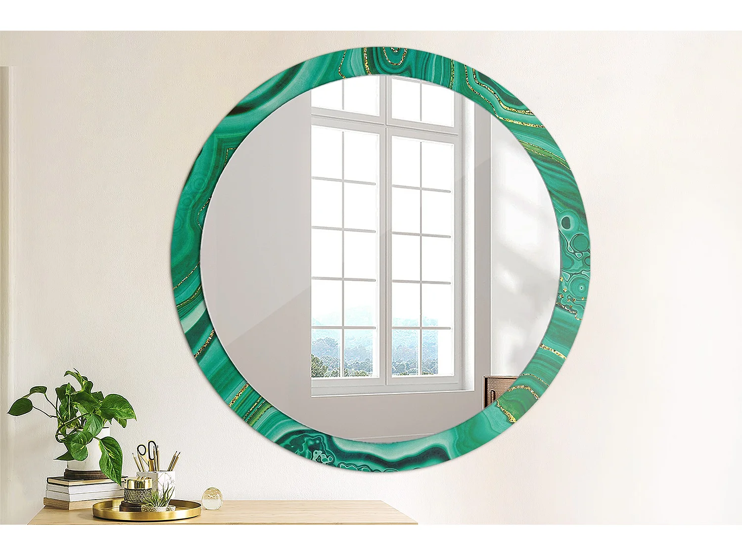 Ronde decoratieve spiegel - agaatmarmer - 100 cm