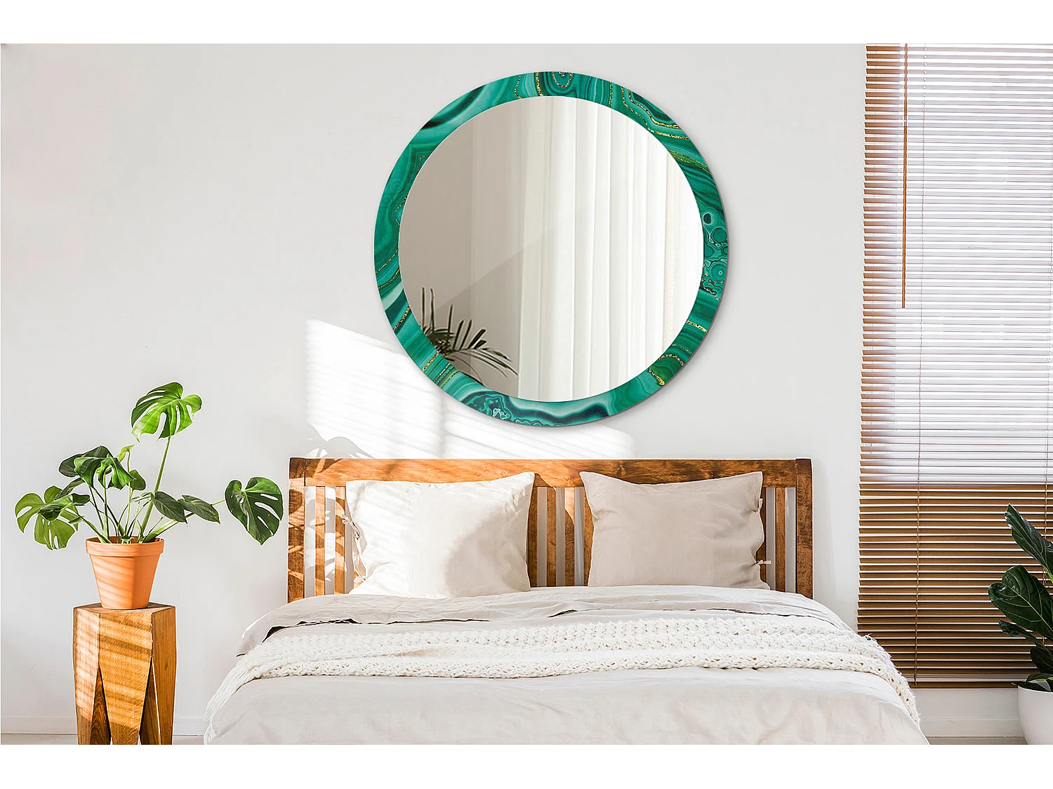 Ronde decoratieve spiegel - agaatmarmer - 100 cm