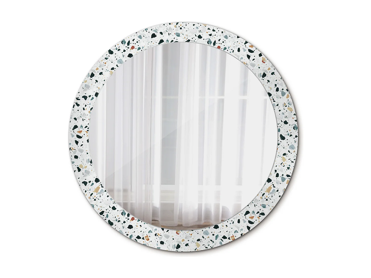 Miroir rond décoratif - Pierre naturelle - 80 cm