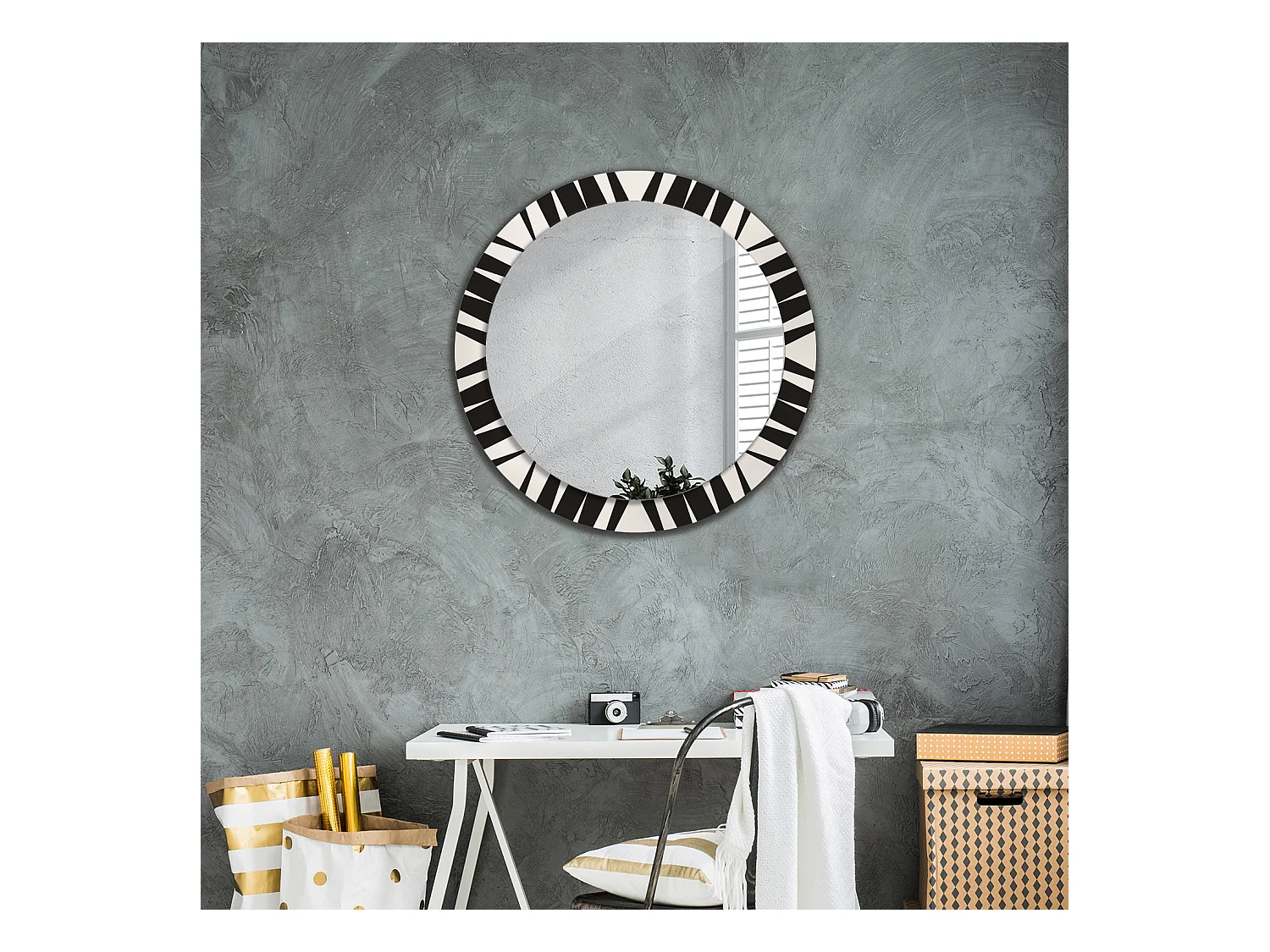 Miroir rond décoratif - Géométrie abstraite - 80 cm
