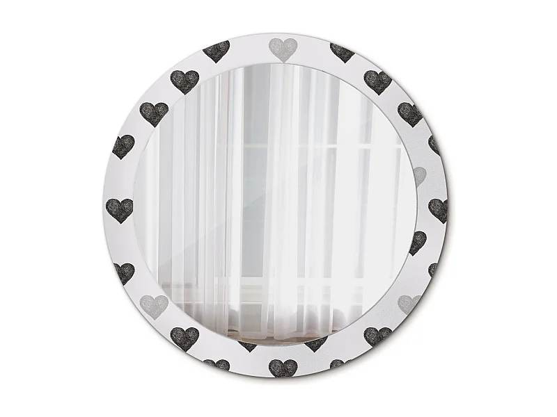 Miroir rond décoratif - Coeurs abstraits - 80 cm