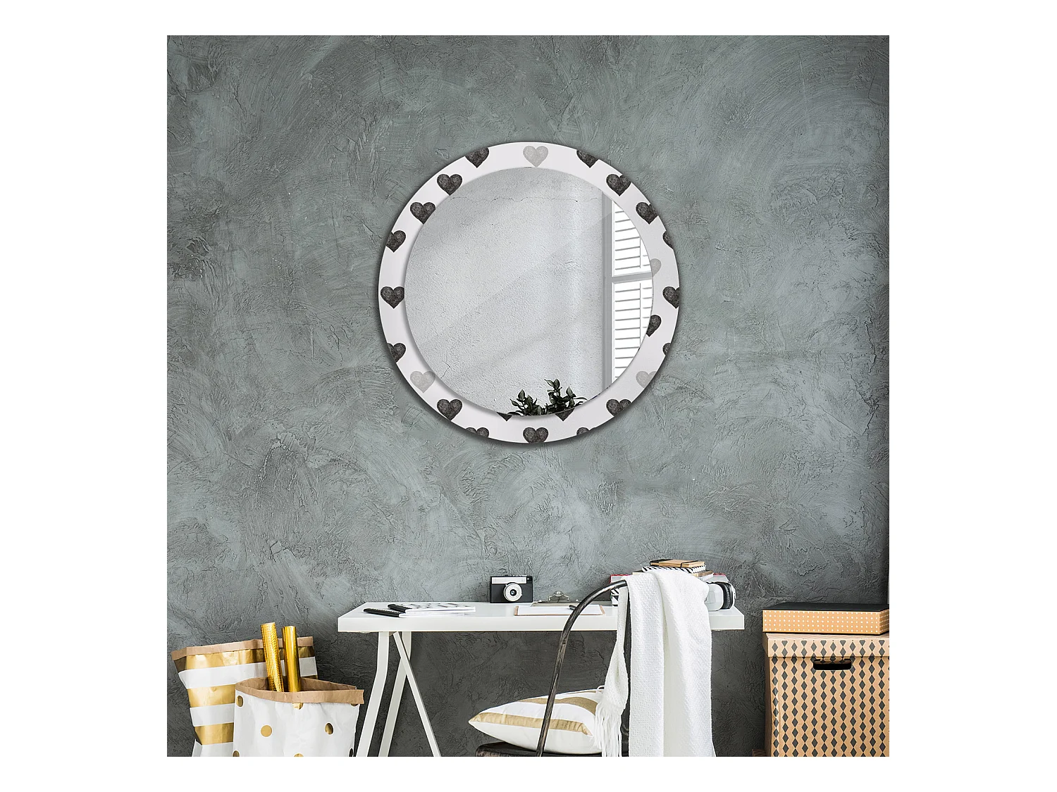 Decoratieve ronde spiegel - Abstracte harten - 80 cm