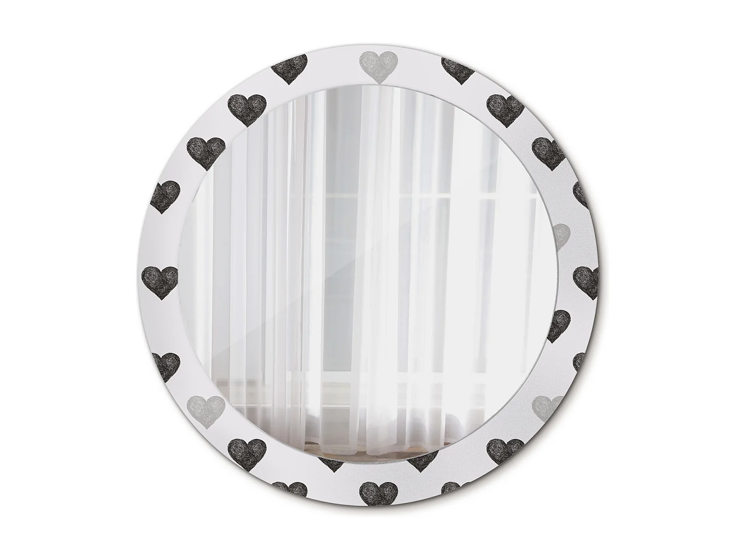 Specchio rotondo decorativo - Cuori astratti - 80 cm