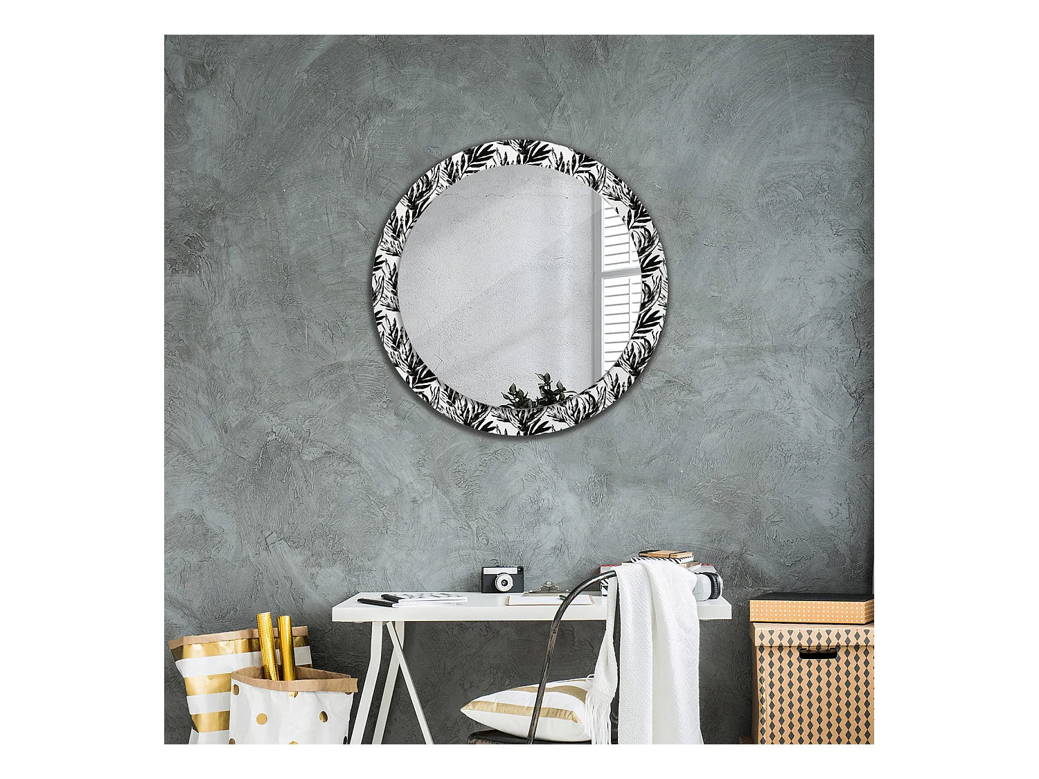 Miroir rond décoratif - Monstera - 80 cm