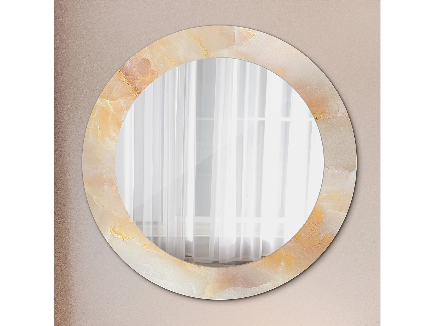 Runder dekorativer Spiegel – Onyx-Marmor – 60 cm