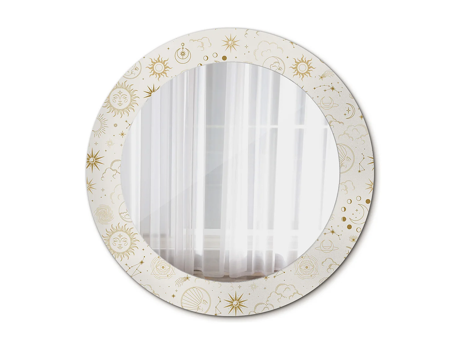 Miroir rond décoratif - Motif mystique - 70 cm