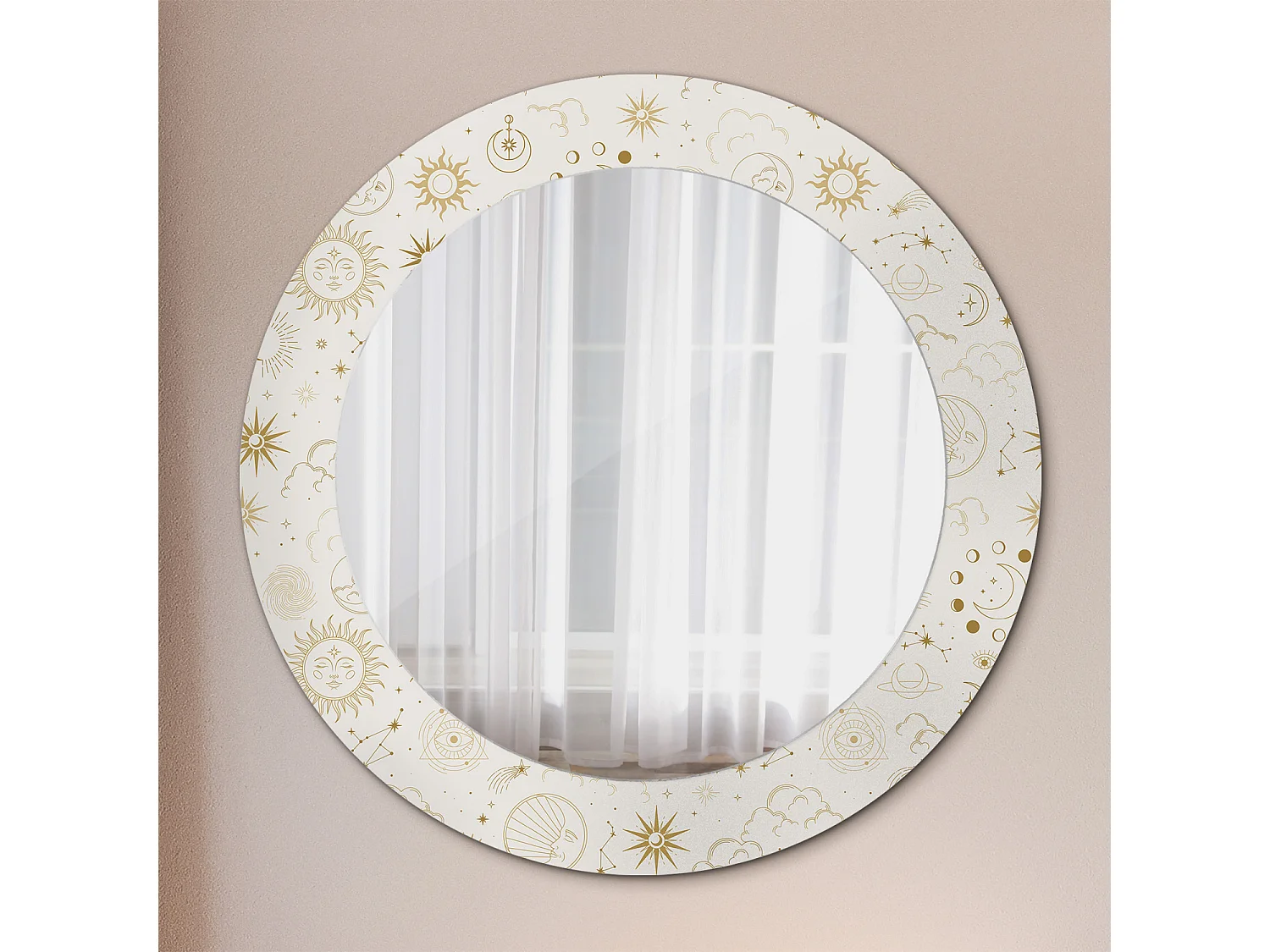 Miroir rond décoratif - Motif mystique - 70 cm