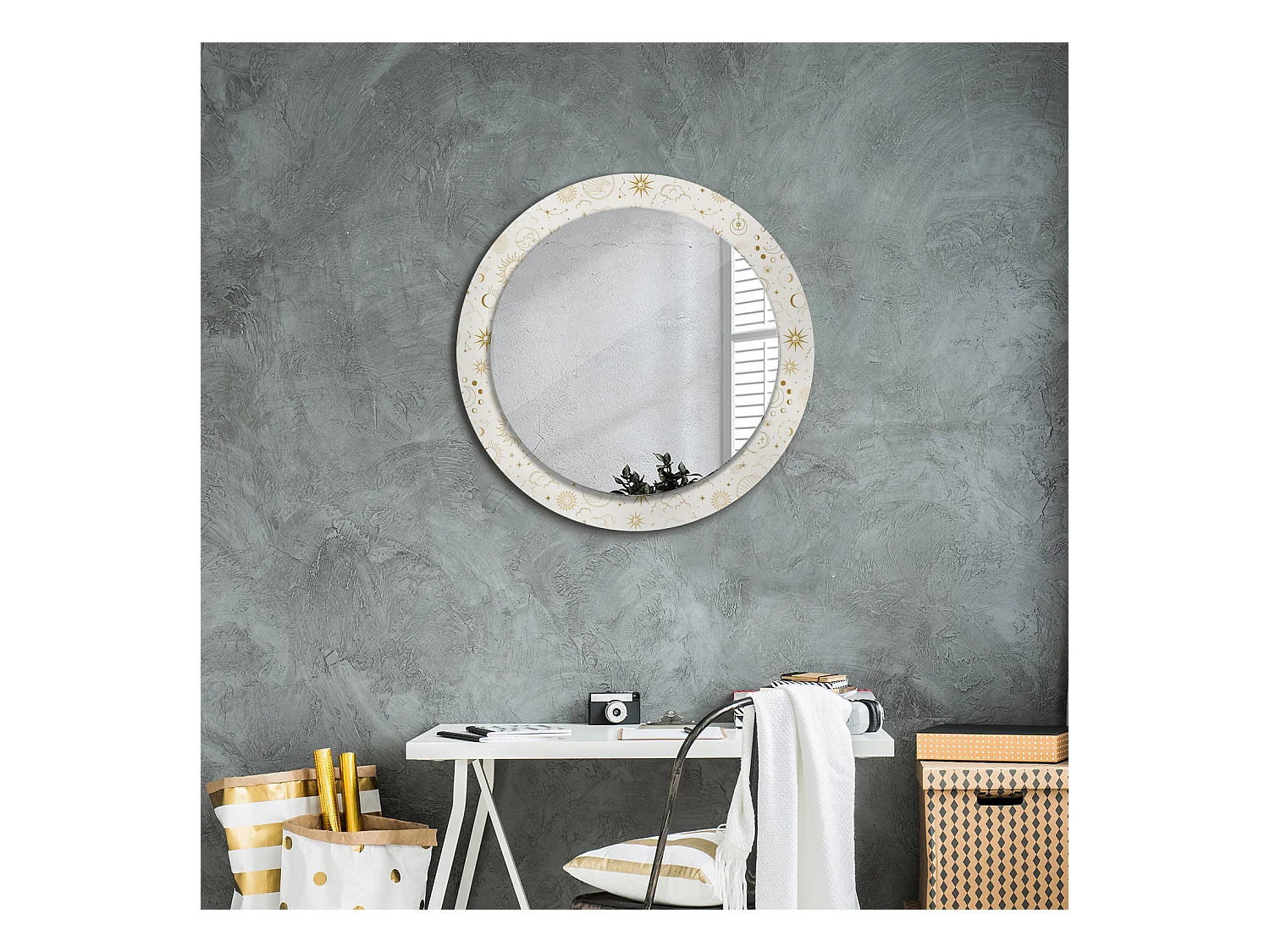 Specchio rotondo decorativo - Motivo mistico - 60 cm