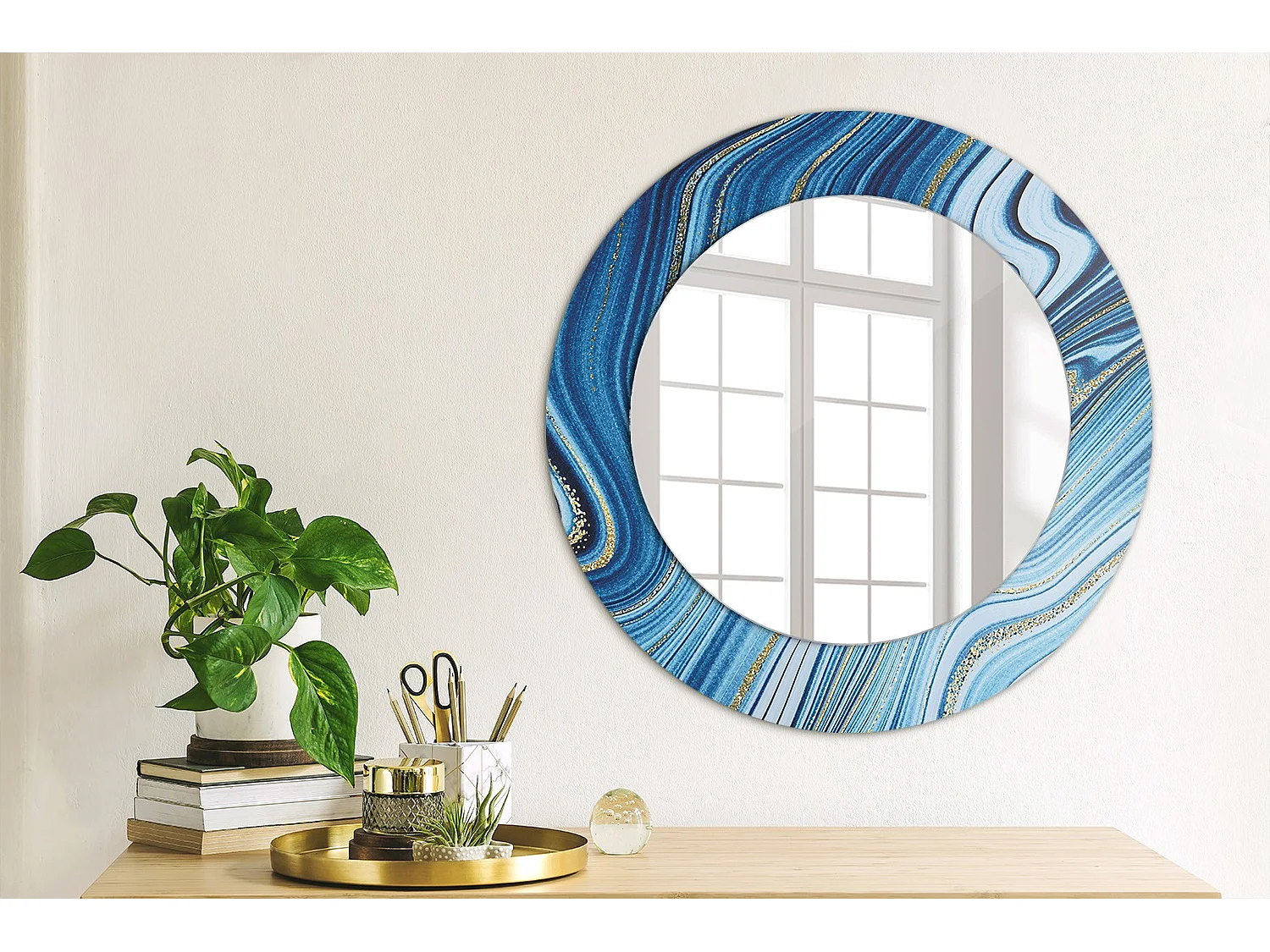 Miroir rond décoratif - Rivière de marbre - 50 cm
