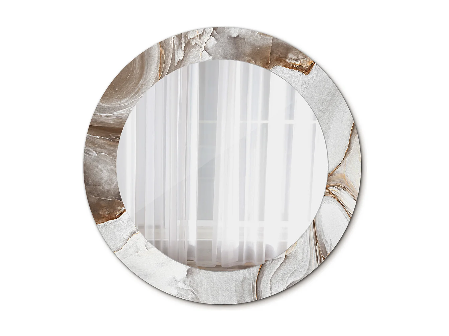 Ronde decoratieve spiegel - Licht marmer - 60 cm