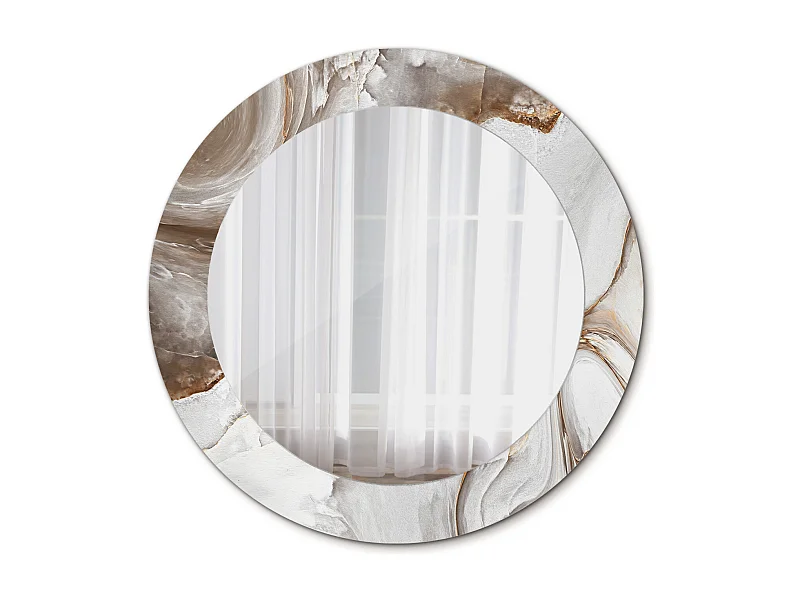 Runder dekorativer Spiegel - Heller Marmor - 60 cm