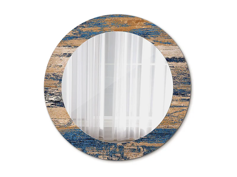 Dekorativer runder Spiegel - Abstraktes Holz - 60 cm