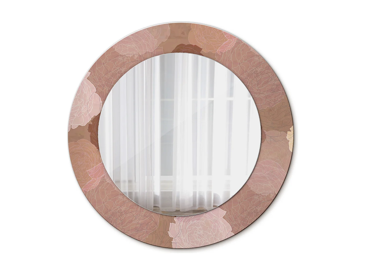 Miroir rond décoratif - Composition Roses - 50 cm