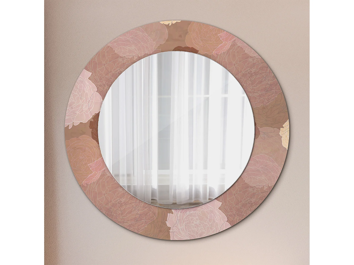 Miroir rond décoratif - Composition Roses - 50 cm