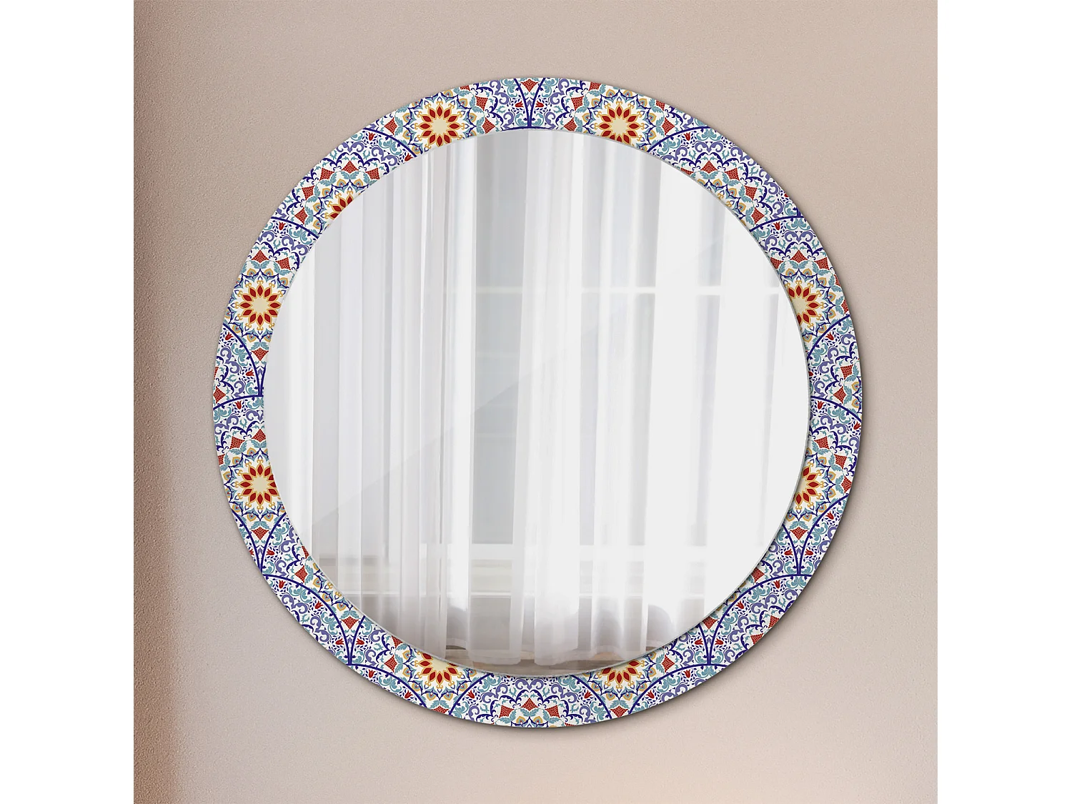 Miroir rond décoratif - Composition orientale - 90 cm