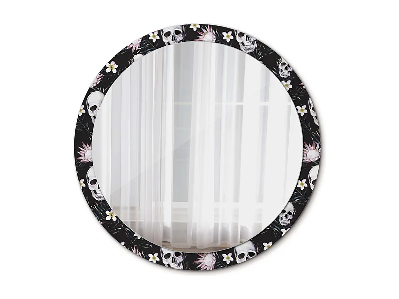Runder dekorativer Spiegel - Totenkopfblumen - 100 cm