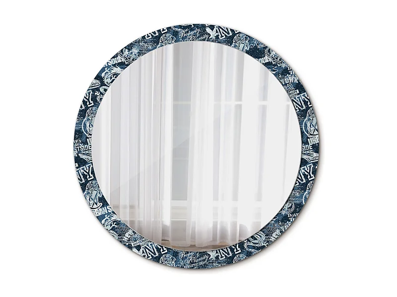 Dekorativer runder Spiegel - Collage New York - 100 cm