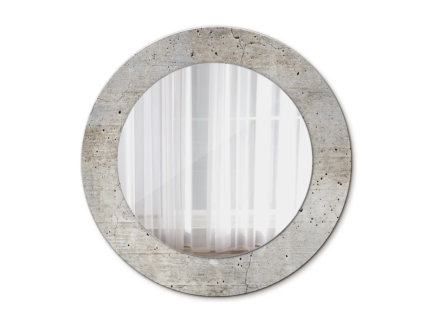 Miroir rond décoratif - Béton gris - 50 cm