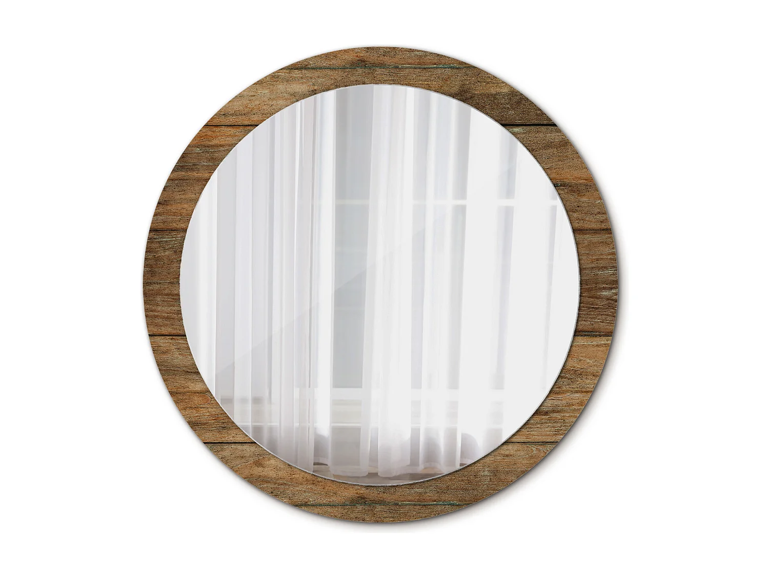 Ronde decoratieve spiegel - Oud hout - 90 cm