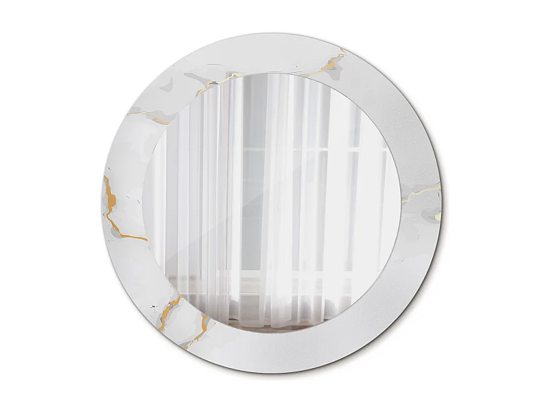 Miroir rond décoratif - Marbre blanc - 70 cm