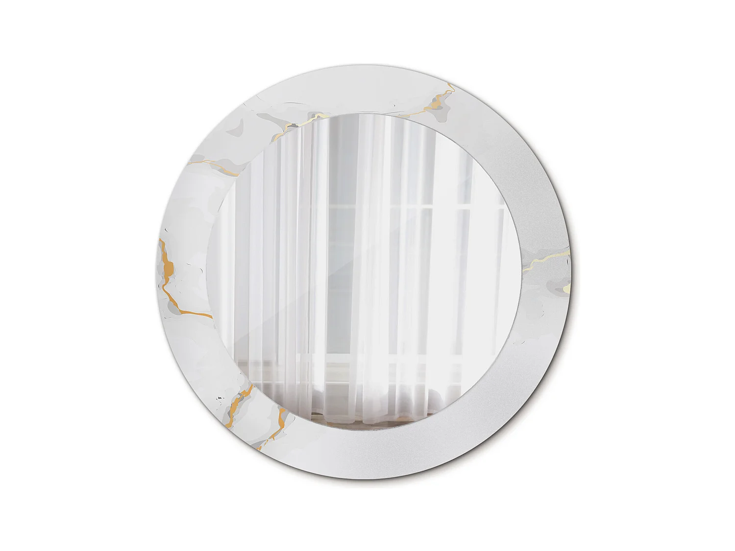 Runder dekorativer Spiegel - Weißer Marmor - 60 cm