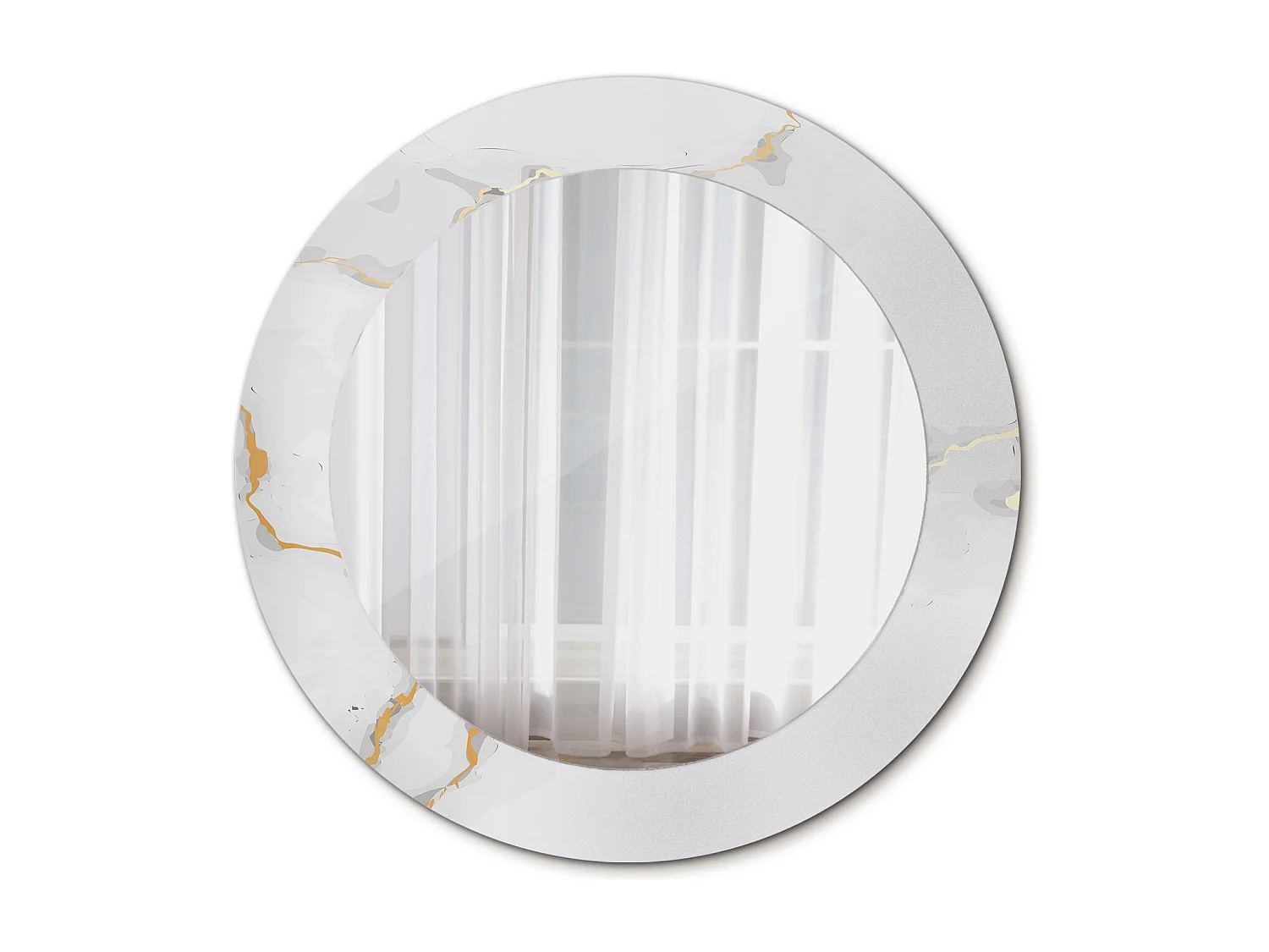 Runder dekorativer Spiegel - Weißer Marmor - 60 cm