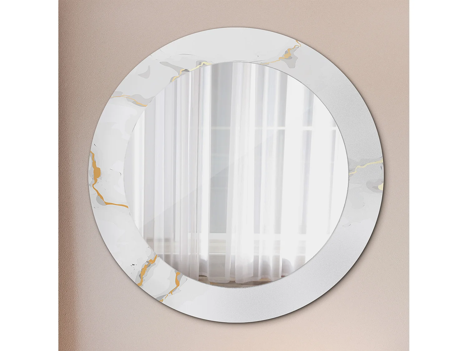 Runder dekorativer Spiegel - Weißer Marmor - 60 cm