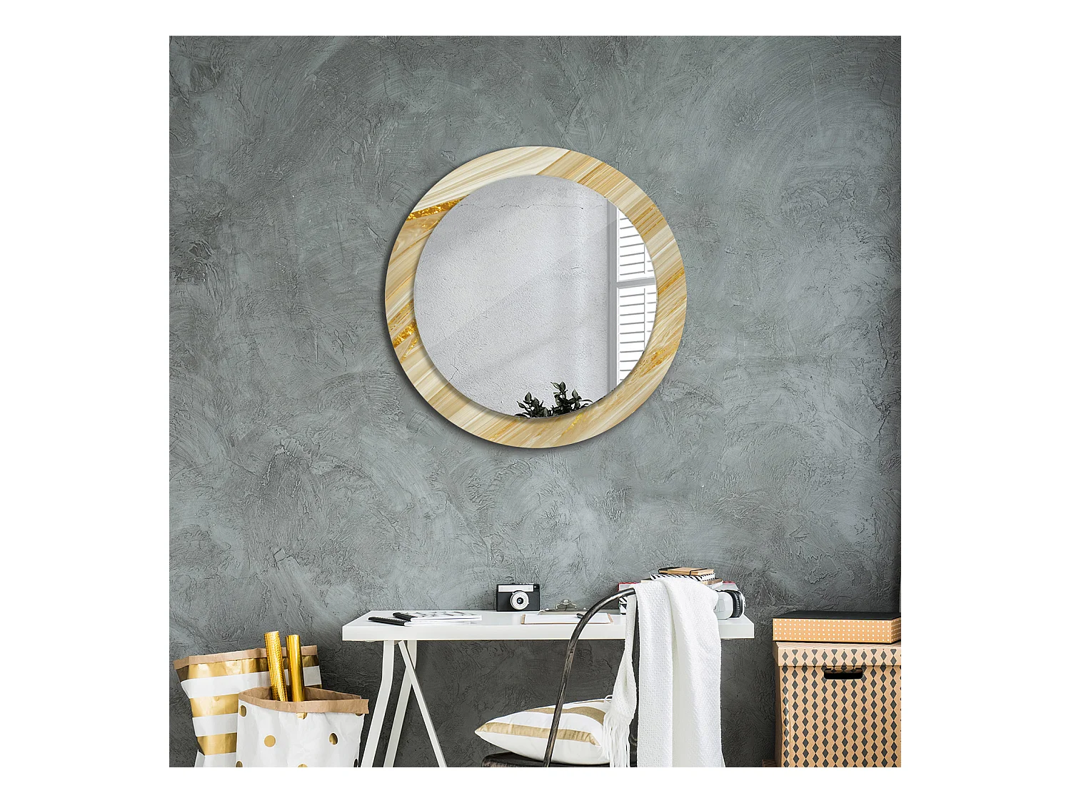 Decoratieve ronde spiegel - abstract patroon - 60 cm