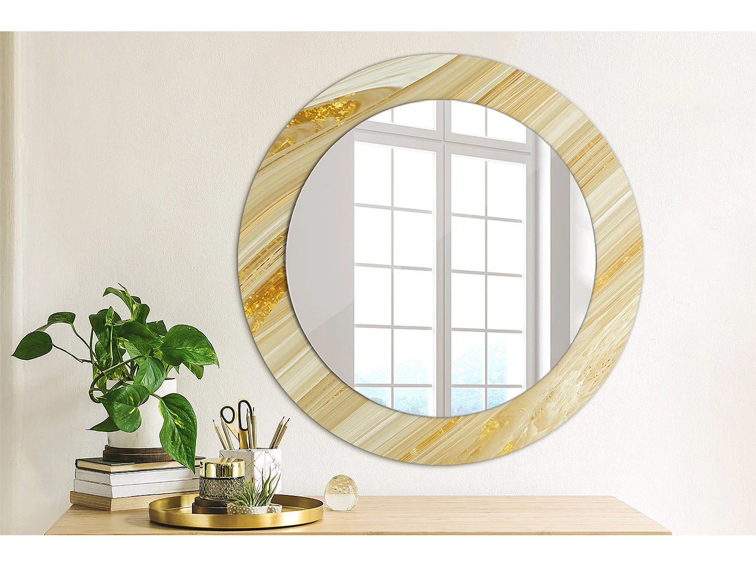 Decoratieve ronde spiegel - abstract patroon - 60 cm