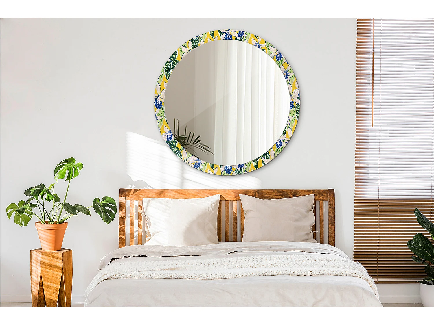 Miroir rond décoratif - Orchidées - 100 cm