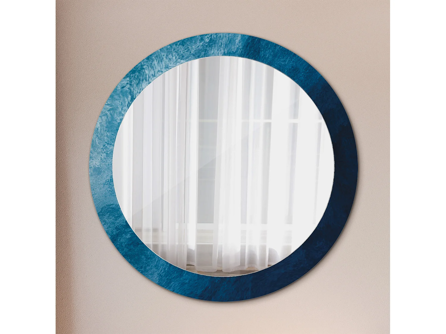 Miroir rond décoratif - Art abstrait - 80 cm