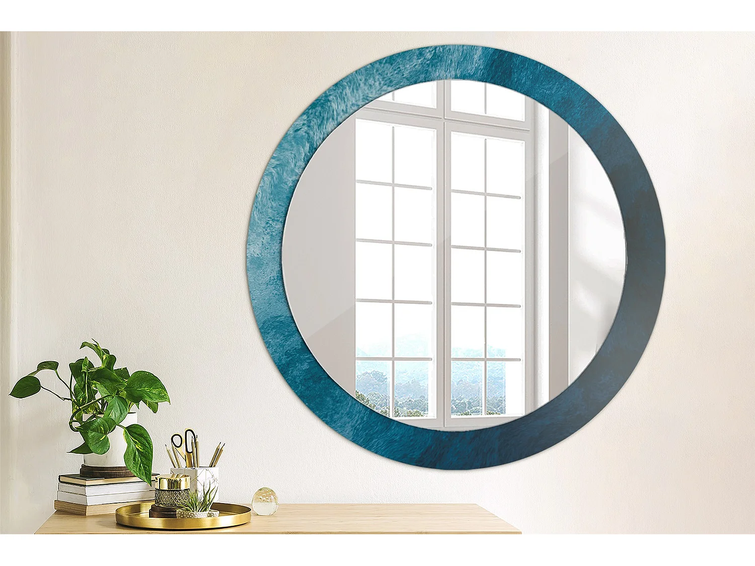 Miroir rond décoratif - Art abstrait - 80 cm