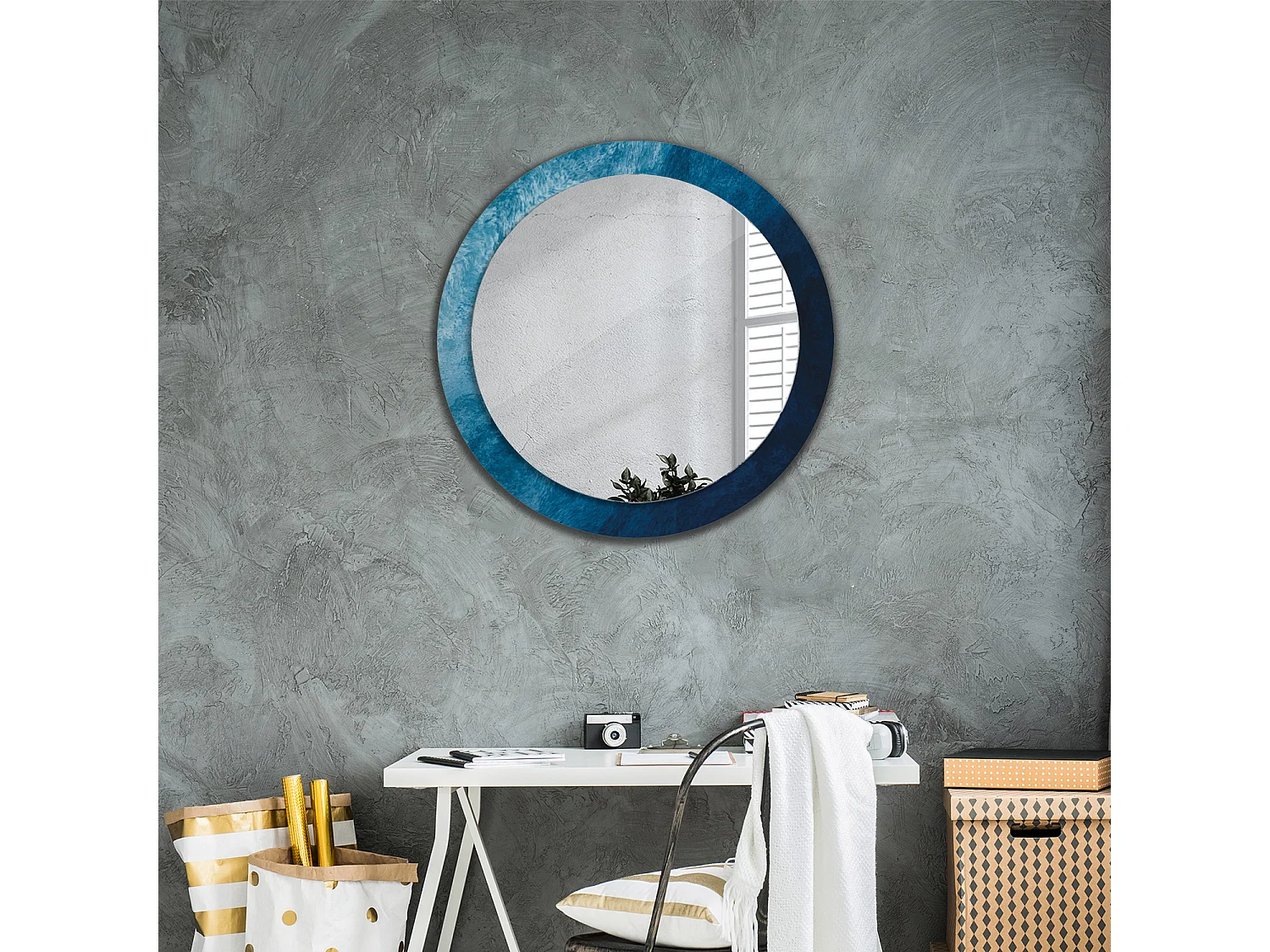 Miroir rond décoratif - Art abstrait - 80 cm