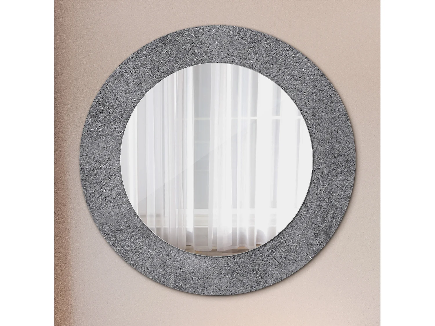 Ronde decoratieve spiegel - betonstructuur - 50 cm