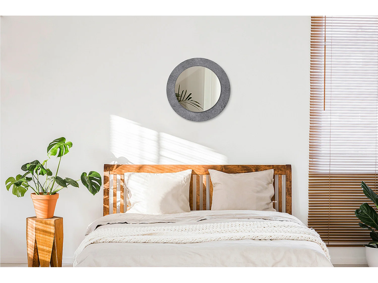 Ronde decoratieve spiegel - betonstructuur - 50 cm