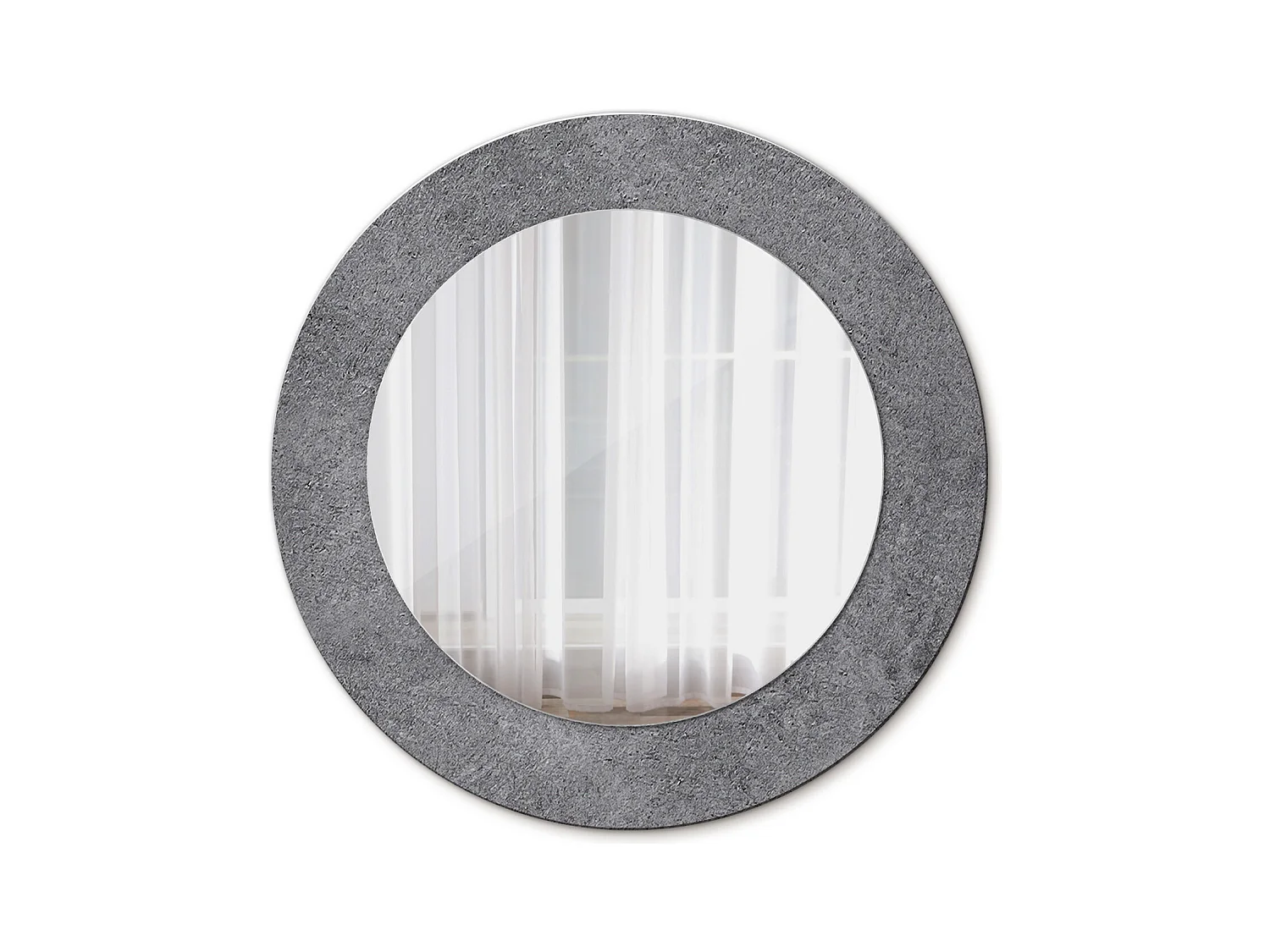 Runder dekorativer Spiegel - Betonstruktur - 50 cm