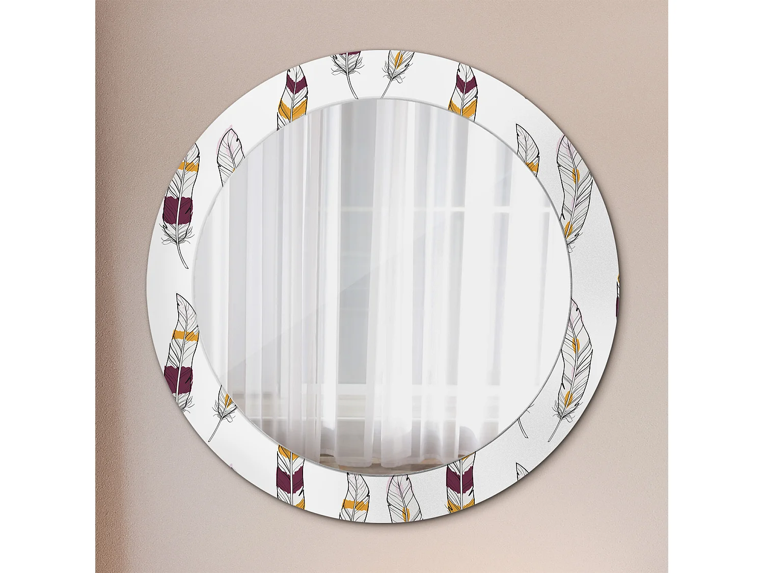 Miroir rond décoratif - Animaux abstraits - 70 cm