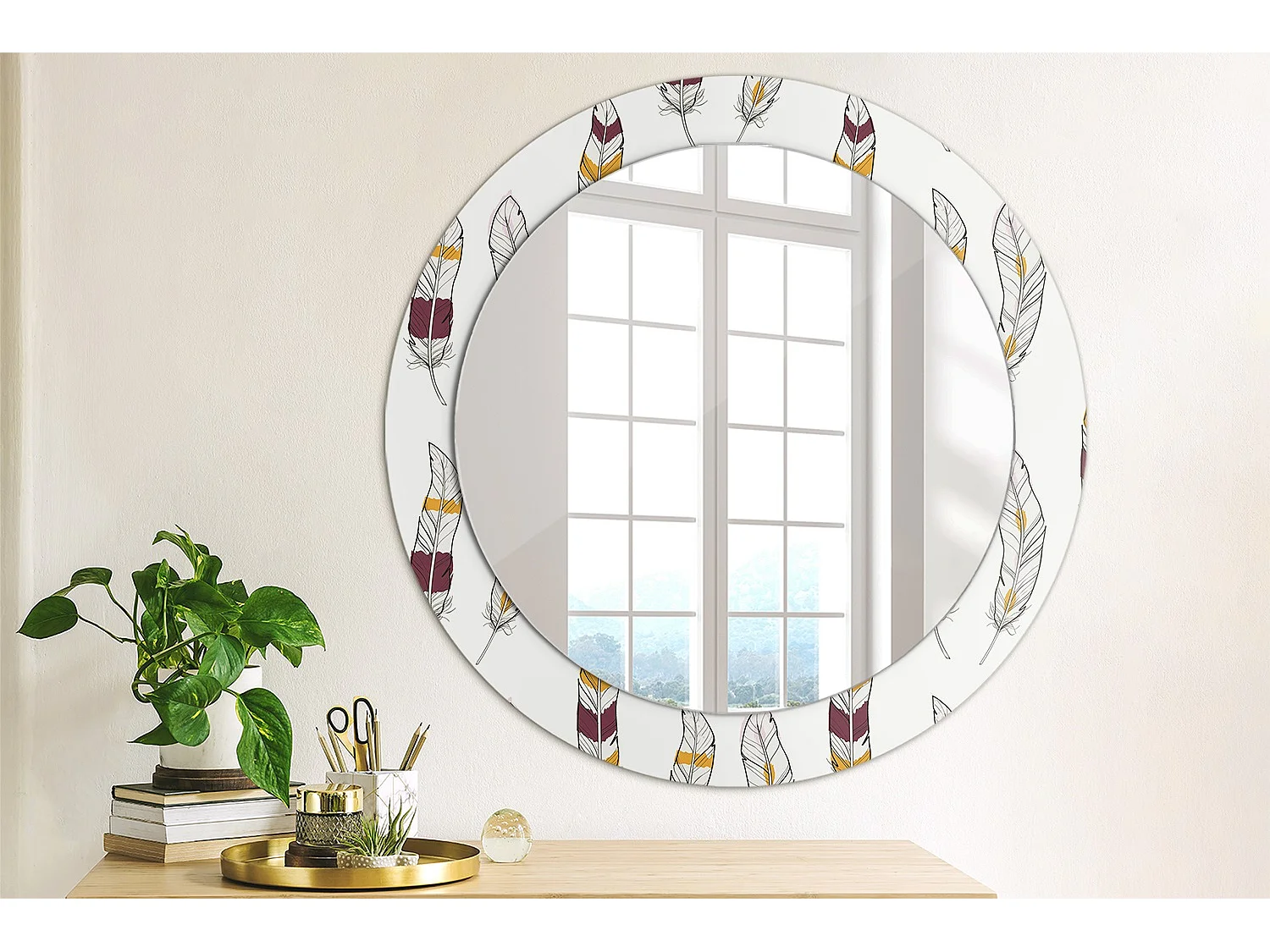 Miroir rond décoratif - Animaux abstraits - 70 cm